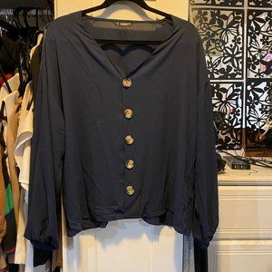 SHEIN Navy button down shirt - (M)